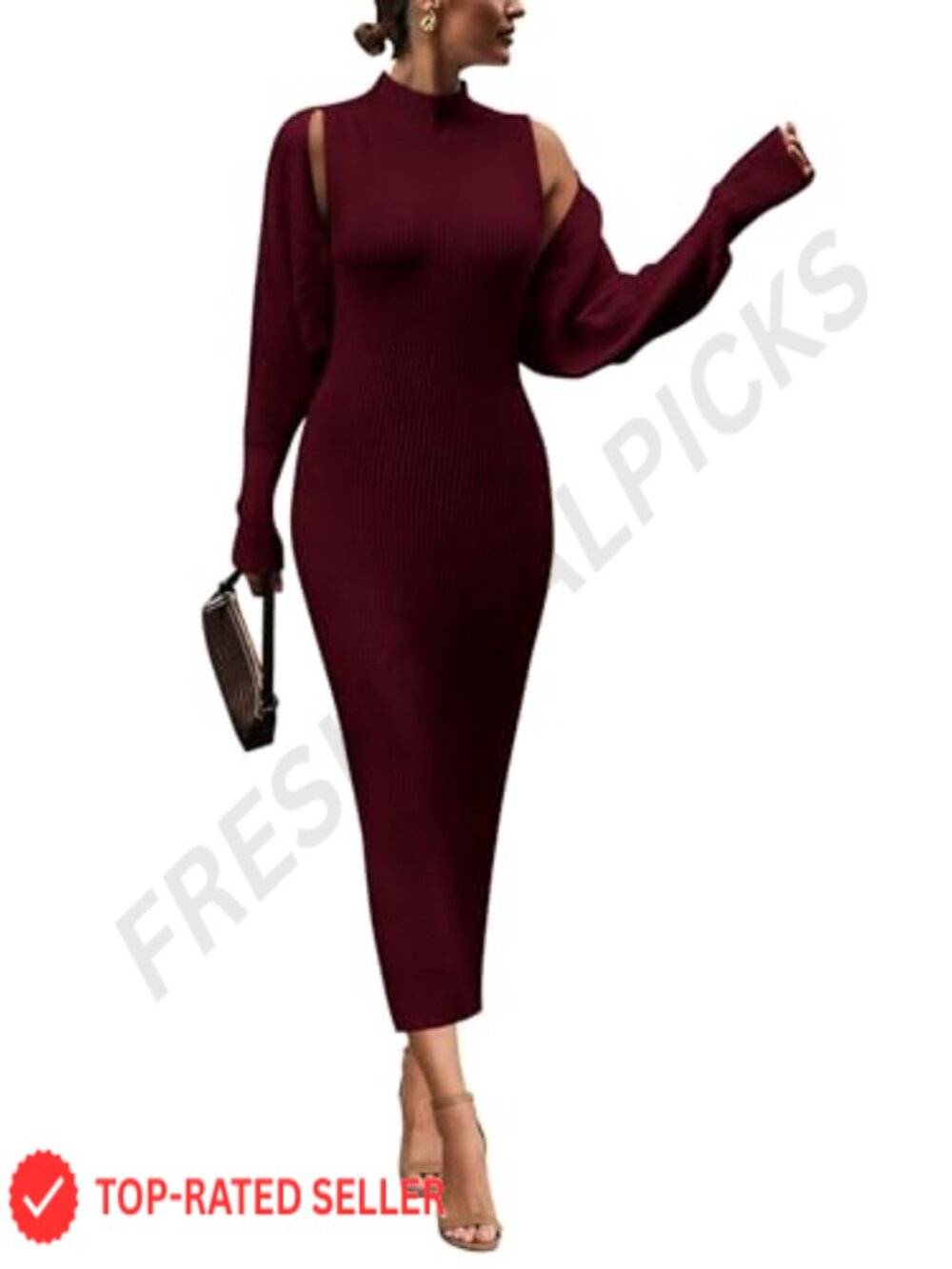Women's 2 Piece Ribbed Knit Sweater Dress Set with Cropped Cardigan